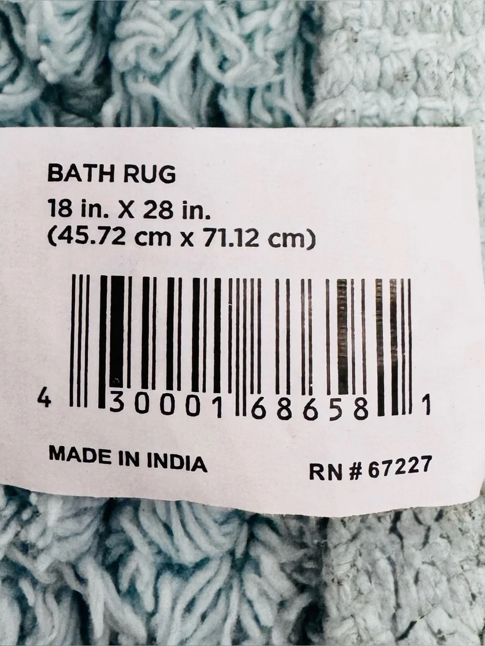 Home Collections Checkered Fringe Bath Mat Cotton Aqua 18x28 NWT
